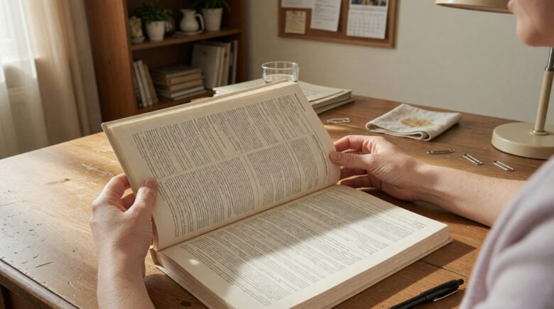Family reviewing insurance documents at home with calculator and notebook