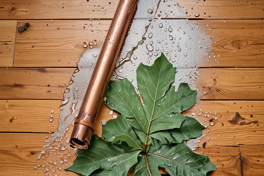 Image: A cracked pipe in a Texas apartment bathroom with water pooling on the floor